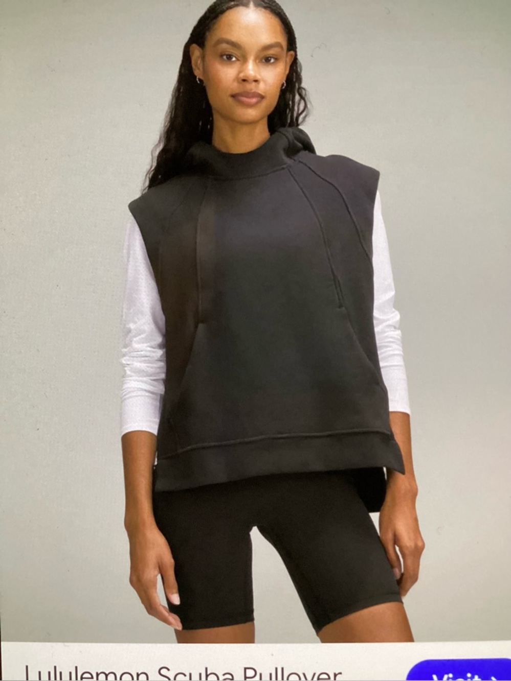 Lululemon Scuba Black Hooded Sleeveless pullover in Black